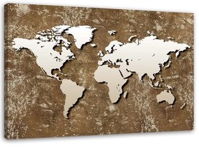 Obraz na plátně Abstrakce mapy světa hnědá - 120x80 cm