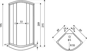 Novoterm Hydromasážny box NV-Sali 89x89