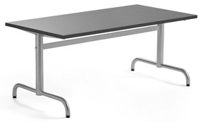Stôl PLURAL, 1400x700x600 mm, linoleum - tmavošedá, strieborná