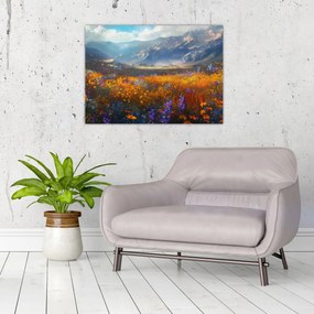 Sklenený obraz - Maľovaná horská krajina II. (70x50 cm)
