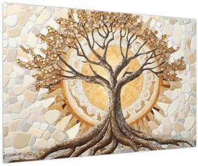 Obraz – Zlatý strom života v mozaike (90x60 cm)