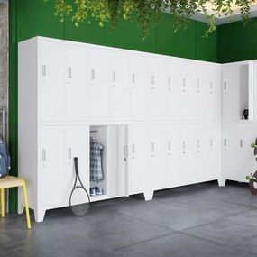Kovová šatní skriňa BHP s 10 dverami BARTEK 1360 x 1720 x 450 mm, biela