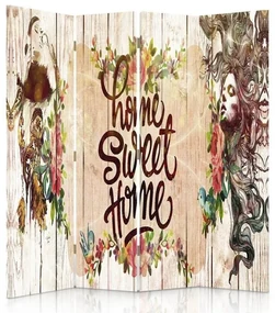 Gario Paraván Nápis Home Sweet Home Rozmery: 145 x 170 cm, Prevedenie: Otočný paraván 360°