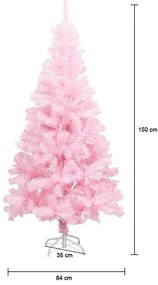 Umelý vianočný stromček ružový, v rôznych veľkostiach, 150 cm