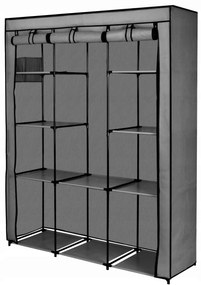 Látková šatníková skriňa s 10 policami MIRA MAXI antracitová