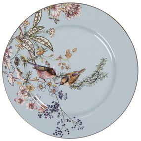 Modrý dezertný tanierik s vtáčikmi Vivi - Ø 20 * 2 cm