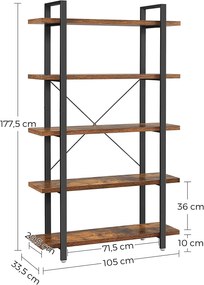 Industriálny regál, 5 políc, 177.5x105x33.5cm