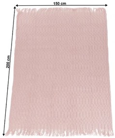 TEMPO-KONDELA SULIA TYP 2, pletená deka so strapcami, svetloružová, 150x200 cm