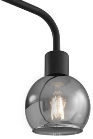 Stojacia lampa Art Deco čierna s dymovým sklom - Vidro