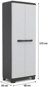 KIS LINEAR UTILITY skriňa 68x39x173cm sivá/čierna
