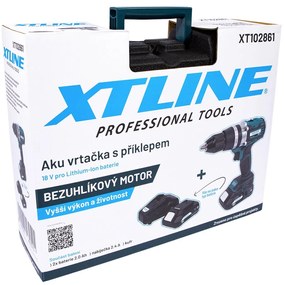 XTline Akumulátorová príklepová vŕtačka 18V + 2 batérie + nabíjačka 2,4A