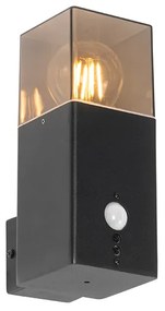 Vonkajšia nástenná lampa čierna IP44 s pohybovým senzorom - Denmark