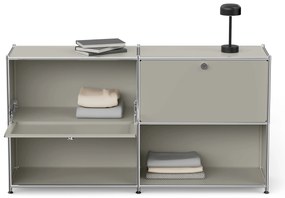 Kovový regál »CN3« s nastaviteľnými výklopnými priehradkami, svetlosivý