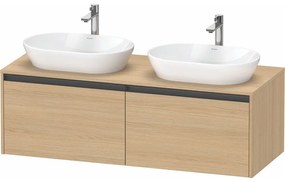 DURAVIT Ketho 2 závesná skrinka pod dve umývadlá na dosku, 2 zásuvky, 1400 x 550 x 459 mm, dub prírodný, K24888B30300000