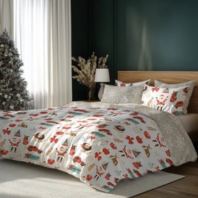 Vianočné saténové posteľné obliečky – motív Veselé Vianoce - 70 x 90 cm + 140 x 200 cm