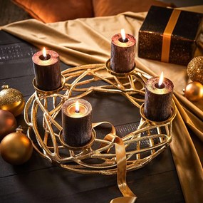 ADVENT Veniec kovový "naplavené drevo" 40 cm - zlatá