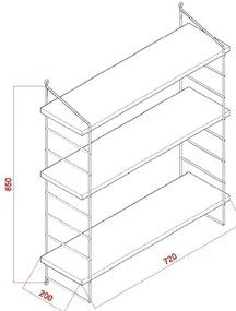 Nástenná polica ARMONI 85x72 cm hnedá/čierna