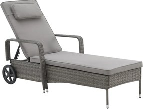Polohovateľné ratanové lehátko BestBerg BBRF-1142G / sivá