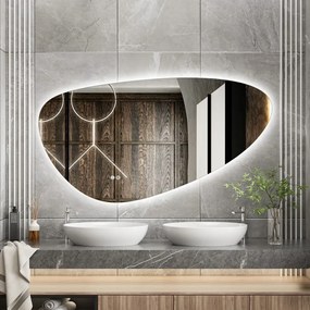 Erga Amelia, asymetrické LED zrkadlo 140x75 cm, 4477 lm, 3 farby svetla, zadné osvetlenie, ERG-V01-407-1475-00