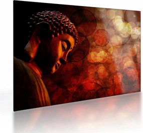 Sklenený obraz - Budha v červených tónoch (70x50 cm)