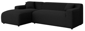 Čierna menčestrová rohová pohovka (ľavý roh/s leňoškou) Martin – Ropez