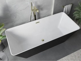 Mexen Velo Slim, voľne stojaca vaňa 170 × 75 cm, biela lesklá, zlatý lesklý prepad, 52811707500-50