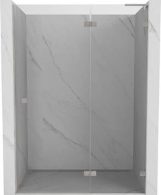 Mexen, Mexen Lunar L sklápacie pravé sprchové dvere 140 cm, transparentné, brúsený nikel - 834L-140-000-97-00-P