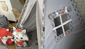 Detský stan TEEPEE (TÝPIE) ANIMALS s doplnkami - MACKO A KAMARÁDI - šedý