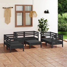 vidaXL 7-dielna záhradná sedacia súprava čierna borovicový masív