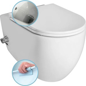Isvea Isvea, INFINITY CLEANWASH závesná WC misa, integrovaná batéria a bidetová spŕška, Rimless, 36,5x53cm, biela, 10NFS9217I