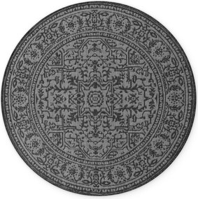 NORTHRUGS, Kusový koberec Duet Kona 106248 Black/White kruh - na von aj na doma, 160x160 (priemer) kruh, čiernobiela, chodba / predsieň