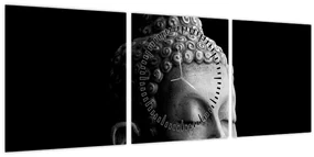 Obraz - Budha, portrét (s hodinami) (90x30 cm)