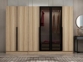 Elegantná šatníková skriňa ShadowLux v prírodnej farbe s dymovými dvierkami 210 x 270 x 52 cm