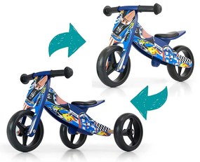 Detské multifunkčné odrážadlo bicykel 2v1 Milly Mally JAKE Blue Cars