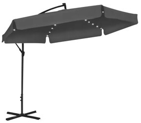 Záhradný slnečník 3,5 m so solárnym LED osvetlením – grafitový, UV50+