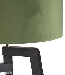 Stojaca lampa trojnožka čierna so zeleným tienidlom a zlatom 50 cm - Puros