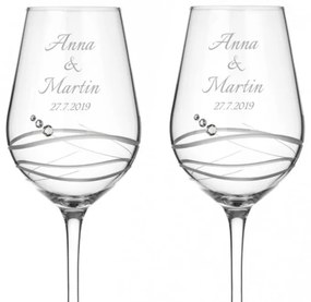 Svadobné poháre na biele víno Venezia s kamienkami Swarovski 350 ml 2KS