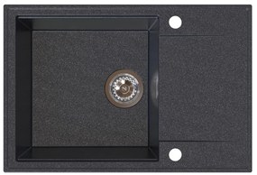 Sink Quality Sink55, kuchynský granitový drez 680x460x215 mm, čierna škvrnitá, SKQ-SINK.B.1KDO