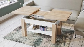 ASTORIA dub sonoma / bili, rozkladacia, zdvíhací konferenčný stôl, stolík