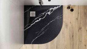 Besco Štvrťkruhová sprchová vanička z SMC kompozitu VEXO MARBLE BLACK HR 90x90 BESCO-Rozmery: 90x90