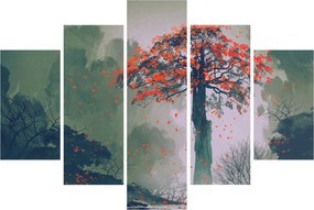 Obraz osamoteného červeného stromu (150x105 cm)