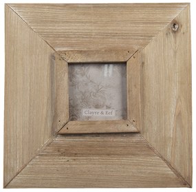 Hnedý antik drevený fotorámik s patinou - 25*2*25 cm/ 9*9cm
