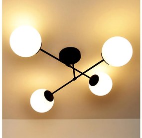 Helam Prisadený luster MOON 4xE27/15W/230V čierna W-2022+8020/4 BK+WT/H