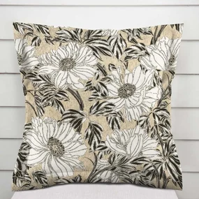 Biante Dekoračná obliečka na vankúš s lemom PML-089 Biele kvety na béžovom 45 x 45 cm