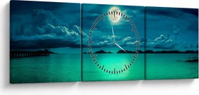 Obraz - Spln nad hladinou (s hodinami) (90x30 cm)