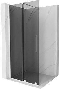 Mexen Velar, sprchová zástena s posuvnými dverami Walk-in 90 x 200 cm, 8mm šedé sklo, biela matná, 871-090-000-43-20