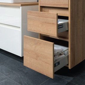 Mereo, Mereo Opto kúpeľňová skrinka vysoká 125 cm, ľavé otváranie, Multidecor, White Loft Pine, MER-CN995LWLP1