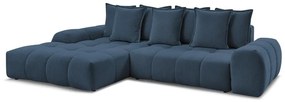 Tmavomodrá ženilková rozkladacia/s úložným priestorom rohová pohovka (ľavý roh/s leňoškou) Everest – Bobochic Paris