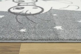 Detský koberec Lima 9377C Zajačik s okuliarmi sivý / krémový