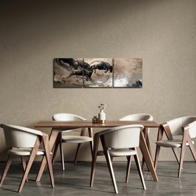 Obraz - Stádo pakoňov (s hodinami) (90x30 cm)